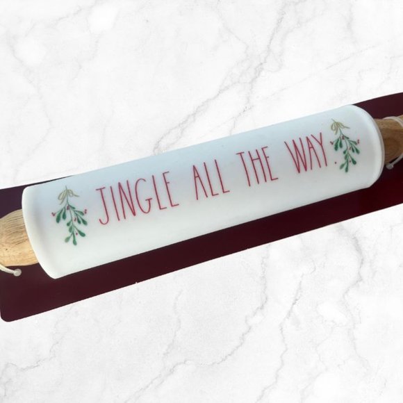 Rae Dunn Holiday Rolling Pin Jingle All The Way White - Picture 4 of 6